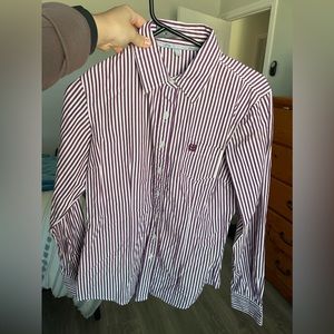 Purple Striped Cinch Button Down
